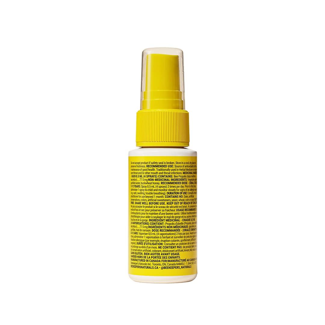 Bee Propolis Throat Spray by Beekeeper’s Naturals – 85mg Natural Immune Support, Sore Throat Relief & Antioxidant Protection – Keto, Paleo, Gluten-Free (1.06 oz)