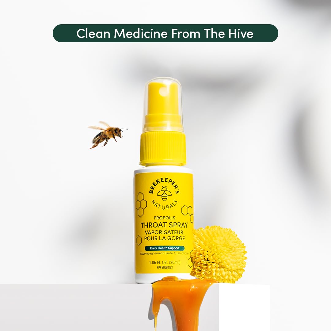 Bee Propolis Throat Spray by Beekeeper’s Naturals – 85mg Natural Immune Support, Sore Throat Relief & Antioxidant Protection – Keto, Paleo, Gluten-Free (1.06 oz)