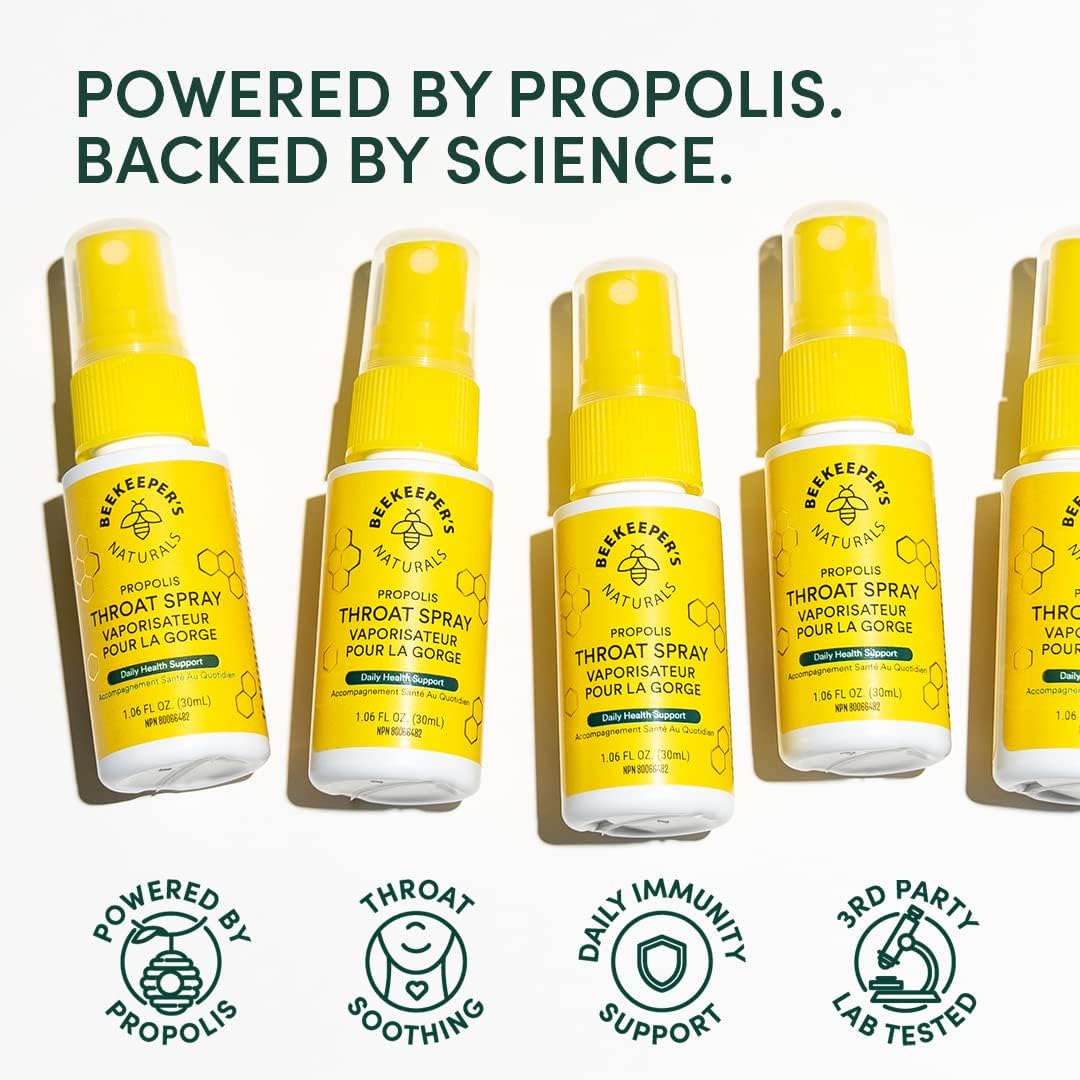 Bee Propolis Throat Spray by Beekeeper’s Naturals – 85mg Natural Immune Support, Sore Throat Relief & Antioxidant Protection – Keto, Paleo, Gluten-Free (1.06 oz)