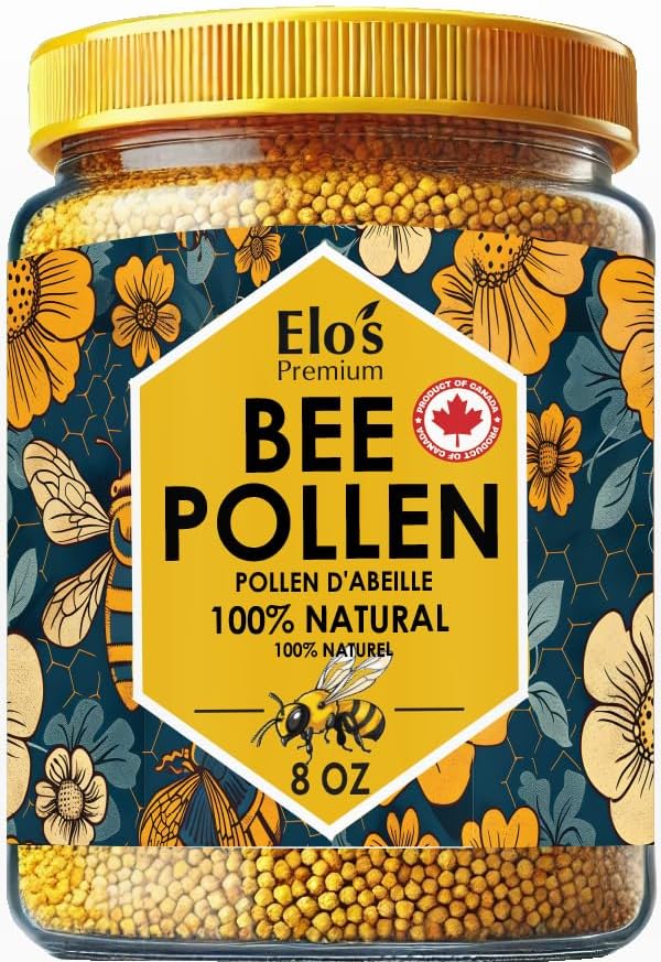 ELO’S PREMIUM Bee Pollen Granules 8oz (227g) – 100% Pure Wildflower Bee Pollen | Natural Canadian Superfood – Product of Canada