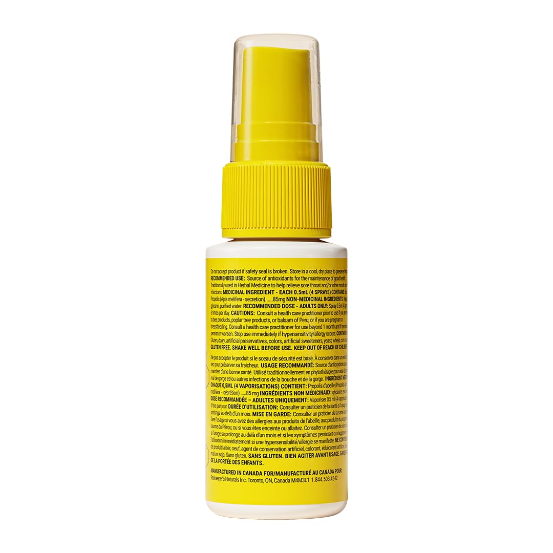 Bee Propolis Throat Spray by Beekeeper’s Naturals – 85mg Natural Immune Support, Sore Throat Relief & Antioxidant Protection – Keto, Paleo, Gluten-Free (1.06 oz)