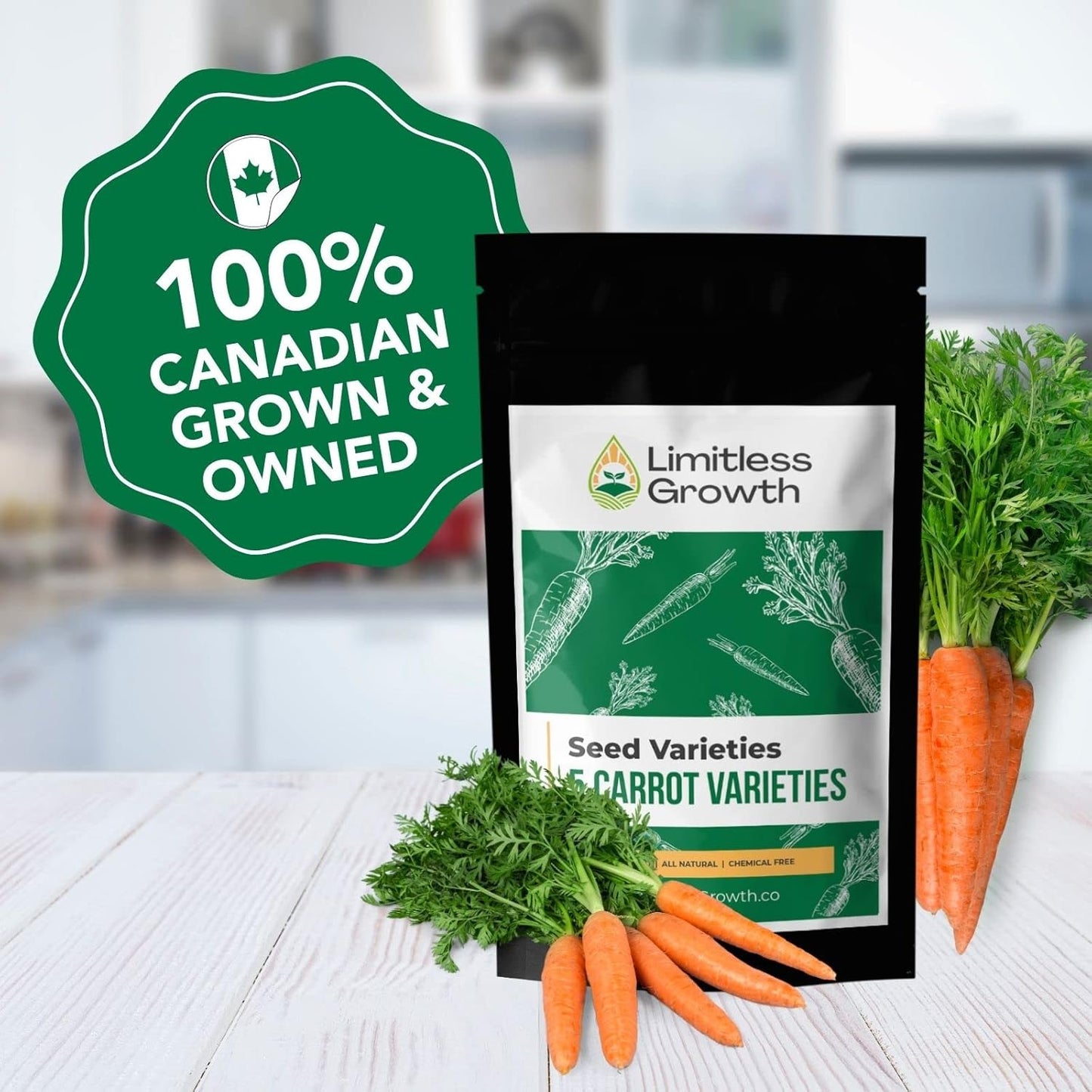 Carrot Seeds - 5 Varieties - 5000+ Seeds - Non-GMO - Carrot Seeds for Your Canadian Garden, Baby Finger, Danvers Half-Long , Chantenay Red , Nantes Coreless , Scarlet Nantes