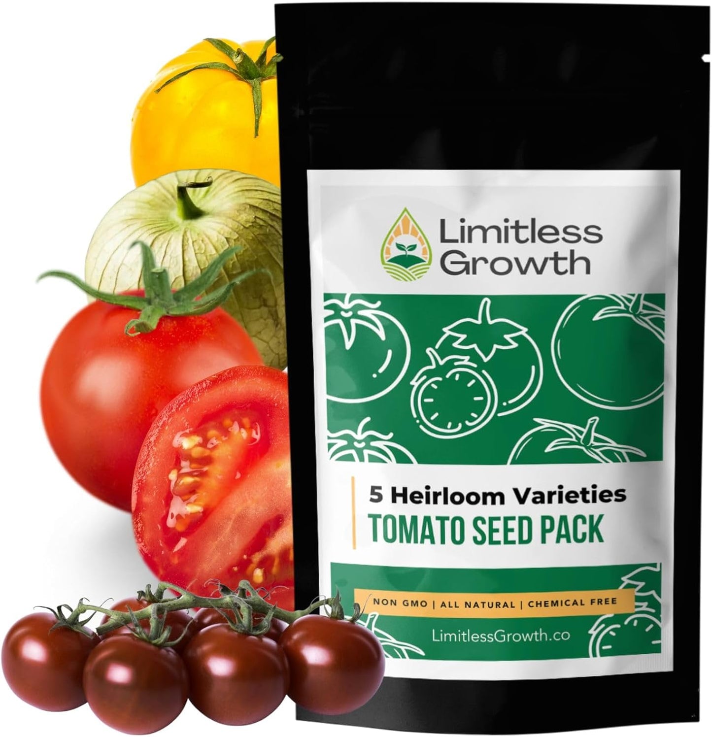 Tomato Heirloom Seed Varieties - 5 Varieties - Seeds for Your Canada Survival Garden! Jubilee, Pink Brandywine , Toma Verde