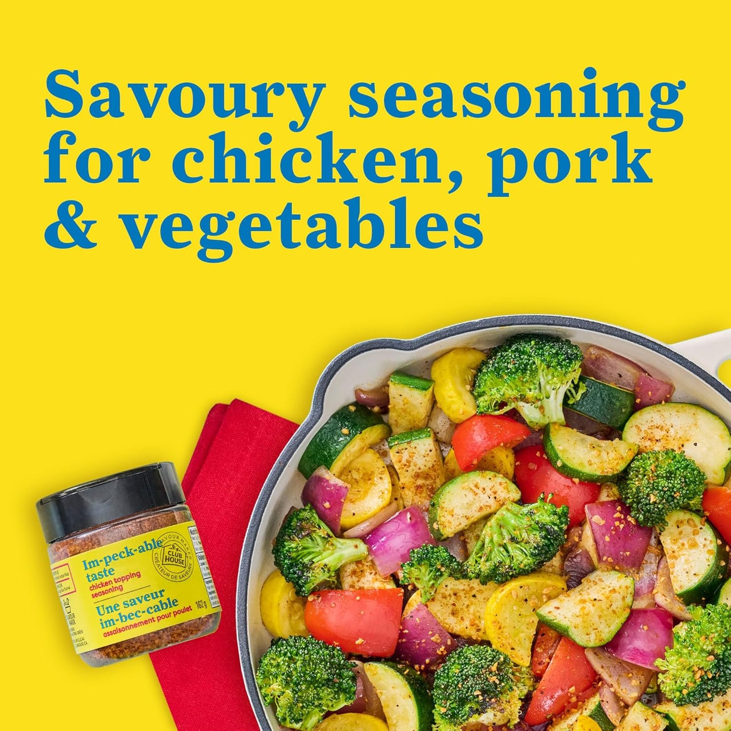 Club House Flavour Maker Chicken Topping Seasoning, Sea Salt, Garlic and Smoked Paprika Topper for Chicken, Pork, and Vegetables, Savoury Flavour, 162 g