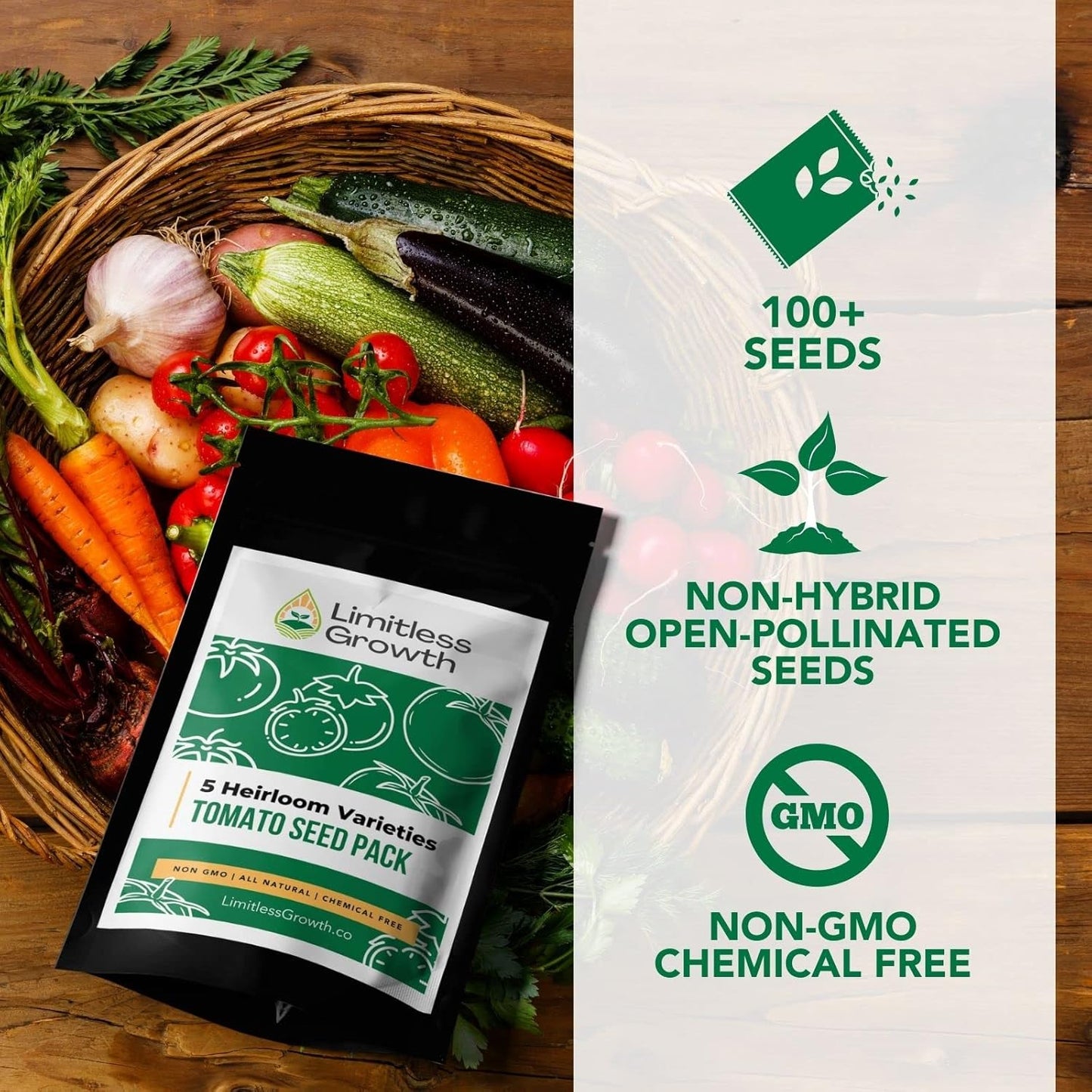 Tomato Heirloom Seed Varieties - 5 Varieties - Seeds for Your Canada Survival Garden! Jubilee, Pink Brandywine , Toma Verde