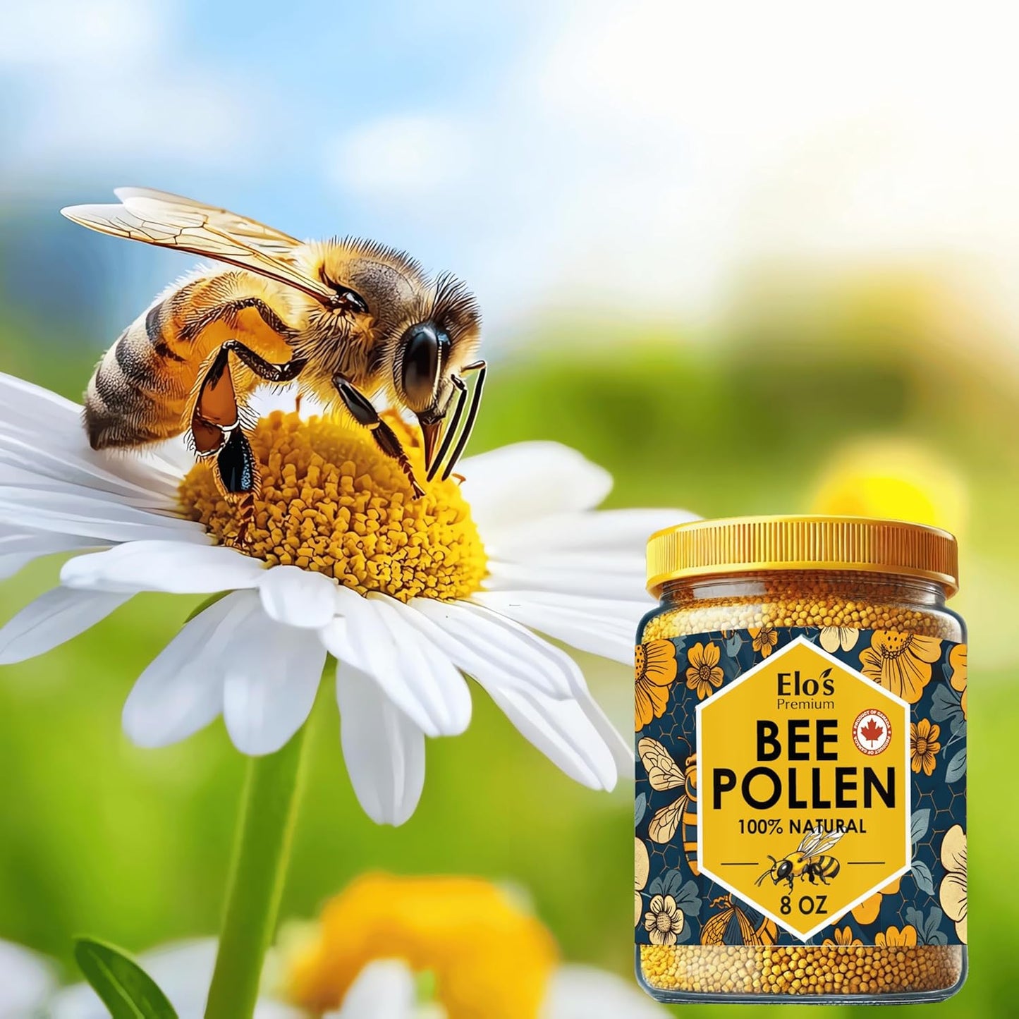 ELO’S PREMIUM Bee Pollen Granules 8oz (227g) – 100% Pure Wildflower Bee Pollen | Natural Canadian Superfood – Product of Canada
