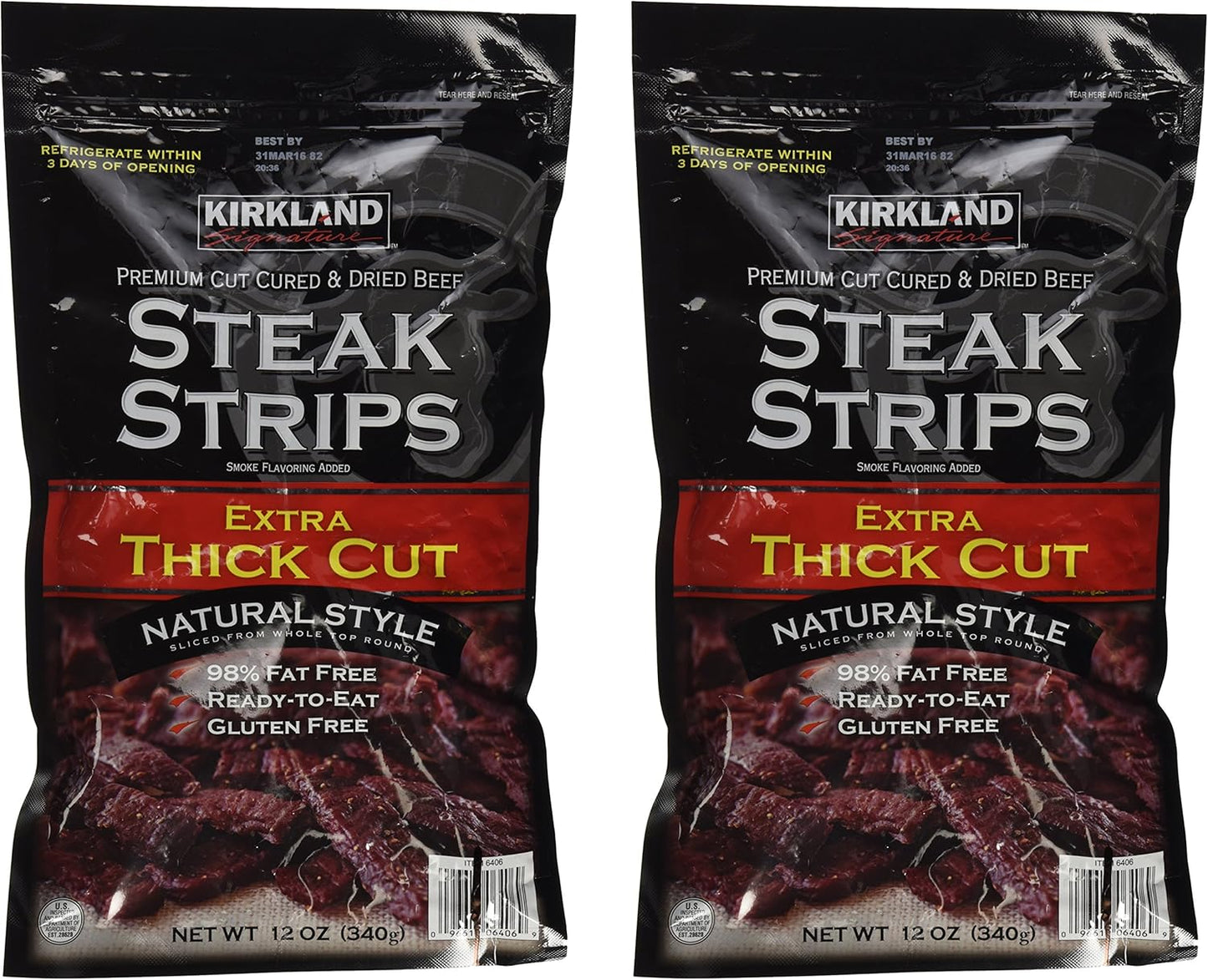 Kirkland Signature Premium Beef Steak Strips Jerky 12 Oz (2PAK)