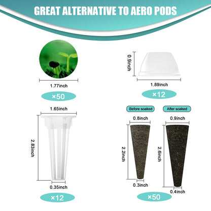 128 pcs Seed Pod Kit for Hyroponics, Grow Anything Kit for Hydroponics,  with 50 Grow Sponges, and Plant Food, 50 Pod Labels, Compatible with IDOO