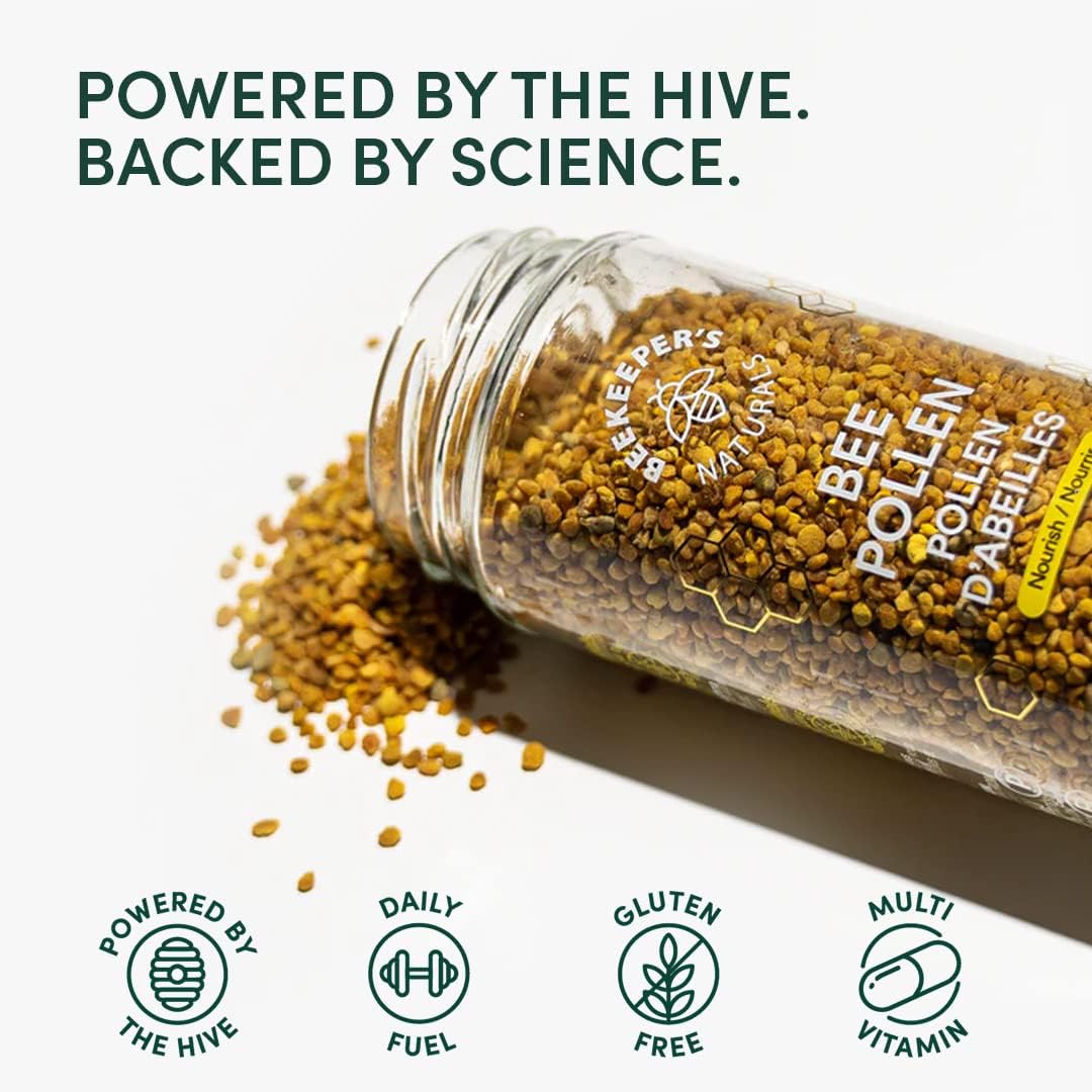 BEEKEEPER'S NATURALS Bee Pollen - 100% Raw Wildflower Bee Pollen, Natural Preserved Enzymes, Source of Vitamin B, Minerals, Amino Acids & Protein - Paleo & Keto Friendly, Gluten Free (5.2 oz)