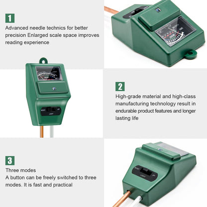 Soil pH Meter, MS02 3-in-1 Soil Moisture/Light/pH Tester Gardening Tool Kits for Plant Care, Great for Garden, Lawn, Farm, Indoor & Outdoor Use (Green)