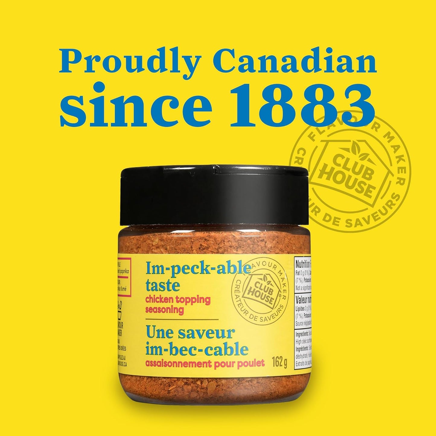 Club House Flavour Maker Chicken Topping Seasoning, Sea Salt, Garlic and Smoked Paprika Topper for Chicken, Pork, and Vegetables, Savoury Flavour, 162 g