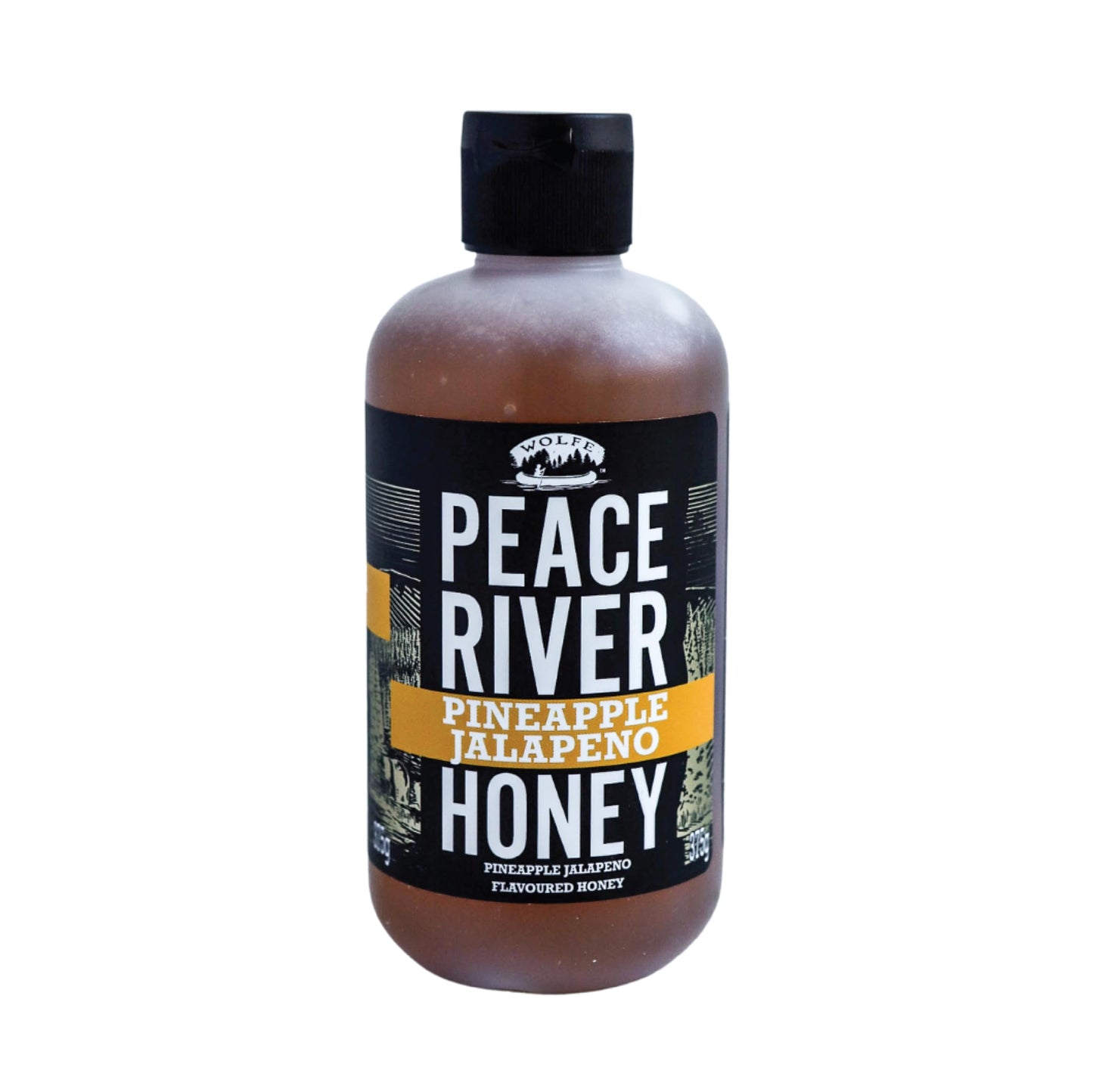 Peace River Hot Honey Pineapple & Jalapeno  | Medium Heat | Kosher Certified | Spicy Honey | Sustainably Sourced in Canada | Perfect for Drizzling, Glazing & Cooking | Squeeze Bottle 375g