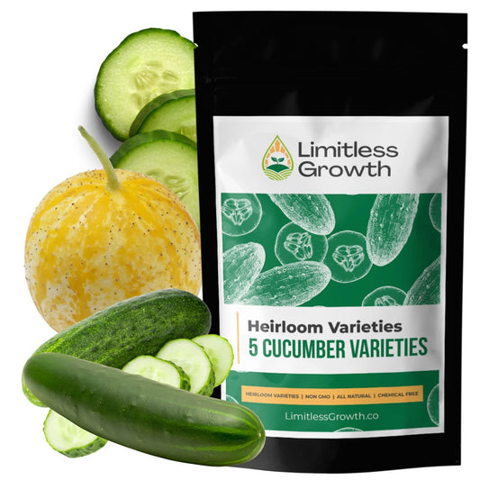 Cucumber Seed Variety Pack - 5 Heirloom Varieties - Lemon Cucumber, Chicago, Wisconsin, Armenian, Straight Eight