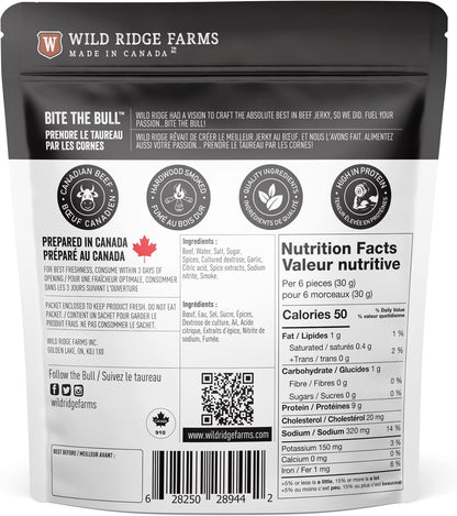 Wild Ridge Farms Jerky Cracked Black Pepper, Hardwood Smoked, Made in Canada , 70 g,