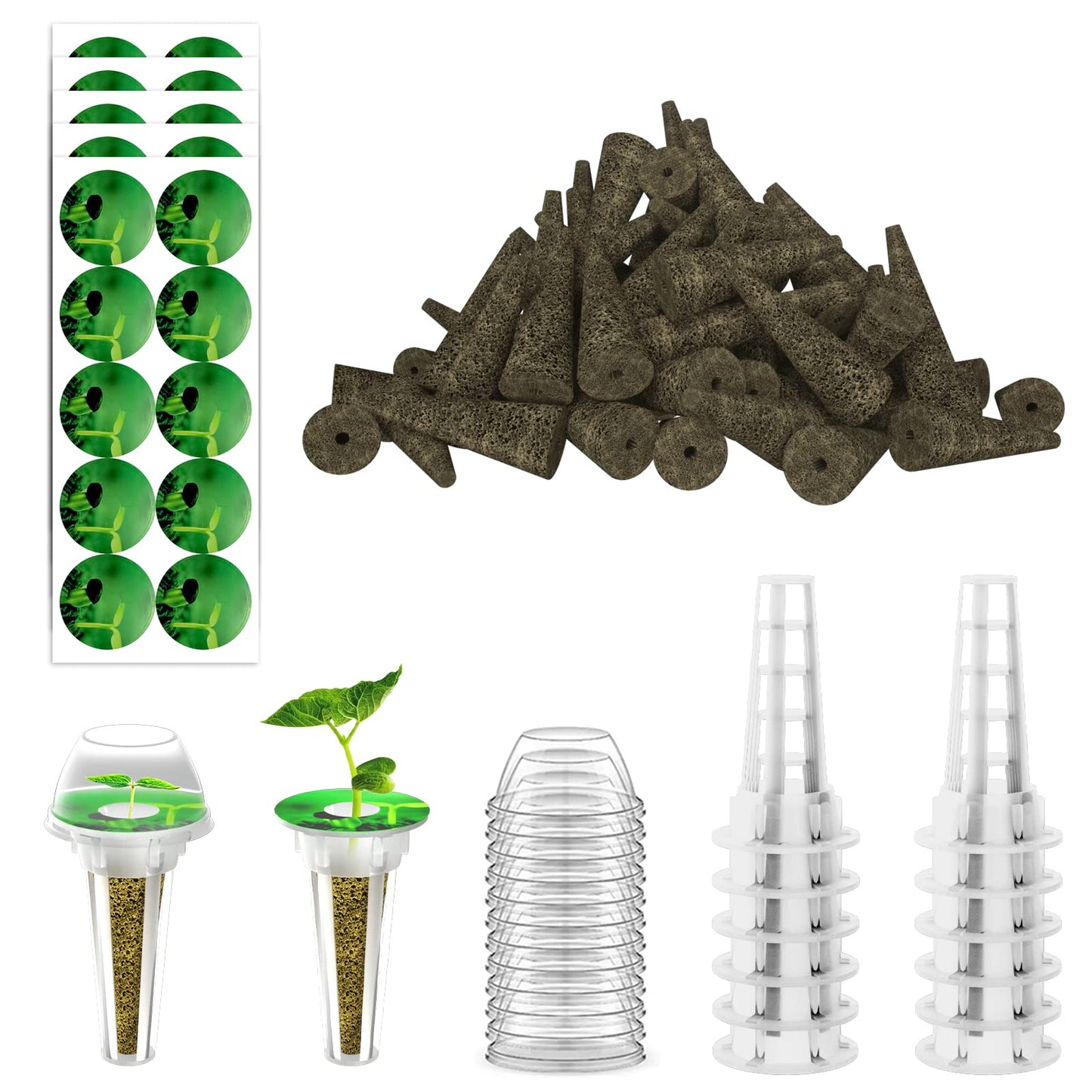 128 pcs Seed Pod Kit for Hyroponics, Grow Anything Kit for Hydroponics,  with 50 Grow Sponges, and Plant Food, 50 Pod Labels, Compatible with IDOO