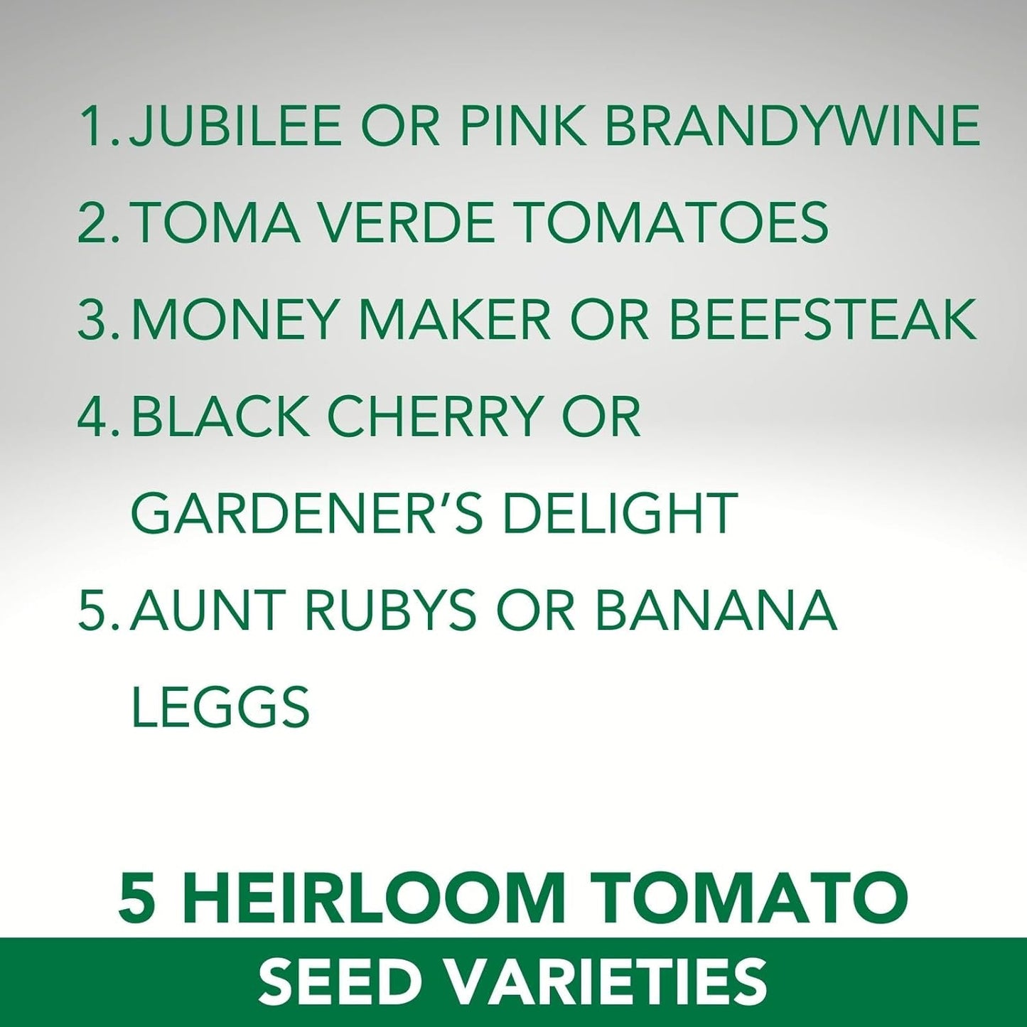 Tomato Heirloom Seed Varieties - 5 Varieties - Seeds for Your Canada Survival Garden! Jubilee, Pink Brandywine , Toma Verde