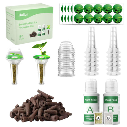 128 pcs Seed Pod Kit for Hyroponics, Grow Anything Kit for Hydroponics,  with 50 Grow Sponges, and Plant Food, 50 Pod Labels, Compatible with IDOO