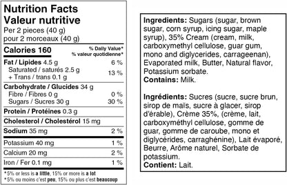 Laura Secord, Box of Maple Fudge, Individually Wrapped Pieces, 180 Grams