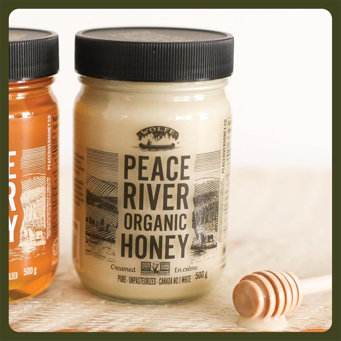 Peace River Organic Creamed Honey | 100% Pure, Canadian Raw Honey | Unpasteurized | Never Crystalizes | Preservative & Additive Free, Non-GMO | Smooth & Spreadable | Sustainably Sourced | 500g Jar