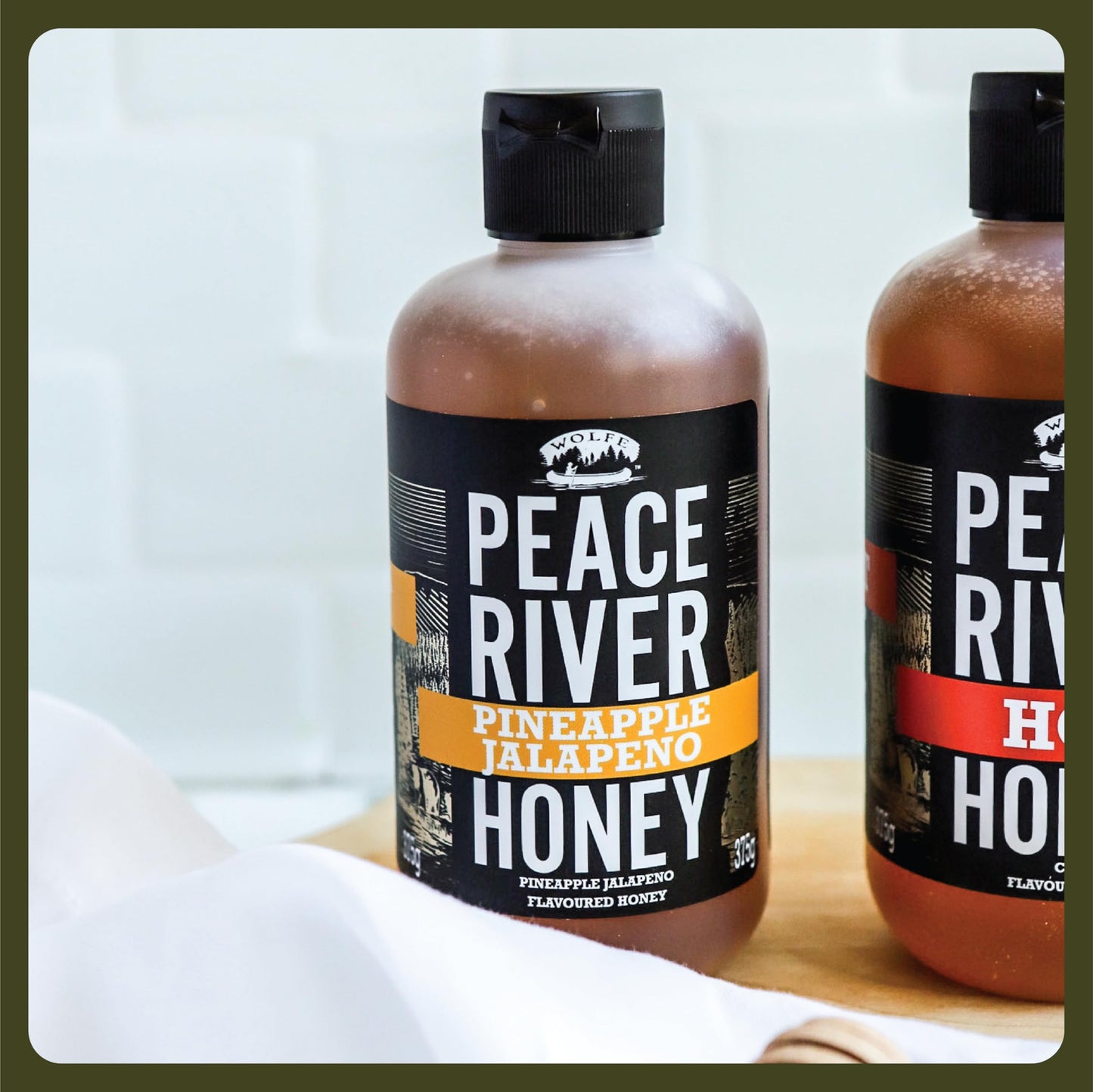 Peace River Hot Honey Pineapple & Jalapeno  | Medium Heat | Kosher Certified | Spicy Honey | Sustainably Sourced in Canada | Perfect for Drizzling, Glazing & Cooking | Squeeze Bottle 375g