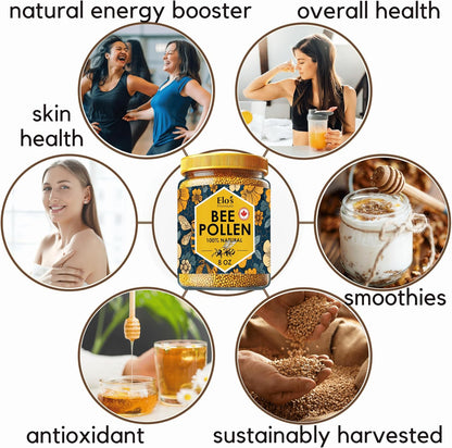 ELO’S PREMIUM Bee Pollen Granules 8oz (227g) – 100% Pure Wildflower Bee Pollen | Natural Canadian Superfood – Product of Canada