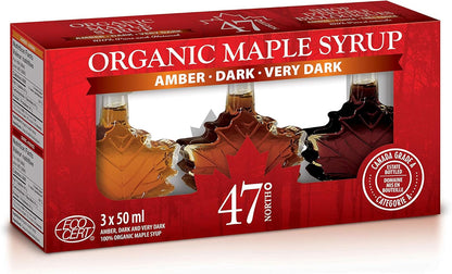 47 North Pure Real Organic Maple Syrup | 3 x 50ml Gift Set / Sampler Pack | Grade A Amber, Dark, Very Dark with a Velvety Smooth Texture | Perfect for Holidays, Christmas, Birthdays