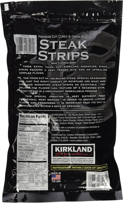 Kirkland Signature Premium Beef Steak Strips Jerky 12 Oz (2PAK)