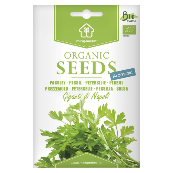 Certified Organic Parsley Seeds 'Giganti di Napoli' by Minigarden – 100% Natural & Non-GMO, High Germination, Open-Pollinated & Reproducible – Perfect for Home Gardens & Farms – 3,000-3,600 Seeds