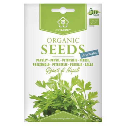 Certified Organic Parsley Seeds 'Giganti di Napoli' by Minigarden – 100% Natural & Non-GMO, High Germination, Open-Pollinated & Reproducible – Perfect for Home Gardens & Farms – 3,000-3,600 Seeds