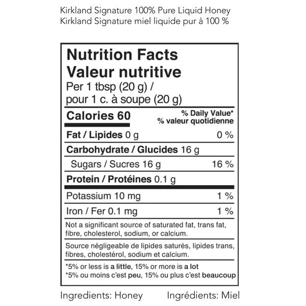 Canadian honey bears Kirkland Signature 100% Pure Liquid Honey 3 * 750 g